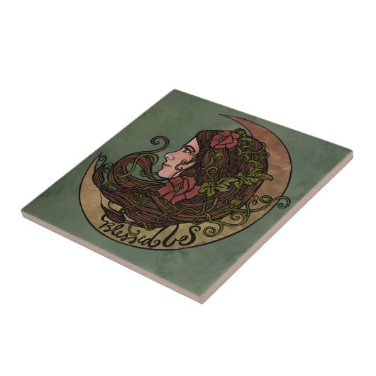 Carreau Béni Soit La Déesse Lune Art Pagan (Côté)