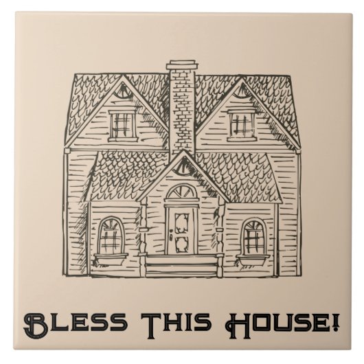 Carreau Bénis cette maison avec texte et image modèles (Devant)
