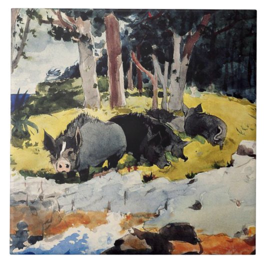 Carreau Bermuda Settlers, une peinture de Winslow Homer, (Devant)