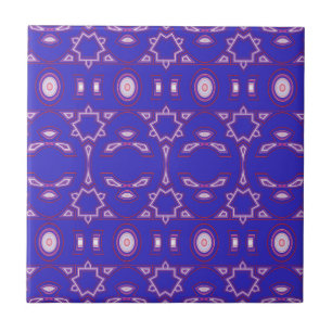 Carreau Berry Blue Rose et Blanc Géométrique