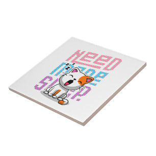 Carreau Besoin de plus de sommeil Funny Cat expression d