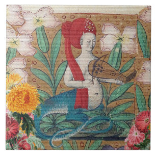 CARREAU BESTIAIRE MÉDIÉVAL, FAIRY MELLUSINA FAIRE DE LA MU