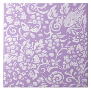 Carreau Beurre d'Oiseau Violet clair Beurre Floral Bois