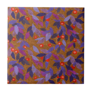 Carreau Beurres d'Orange Feuilles mauves Simple motif flor