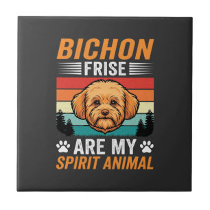 Carreau Bichon Frise Animal Spirituel Chien Rétro