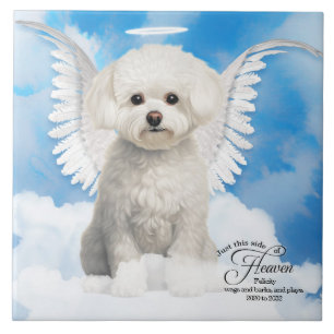 Carreau Bichon Frise Dog Angel Custom Pet Memorial