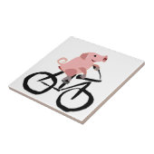 Carreau Bicyclette rose drôle d'équitation de porc (Côté)