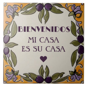 Carreau Bienvenidos Mi Casa Es Su Casa Black Olive Accueil