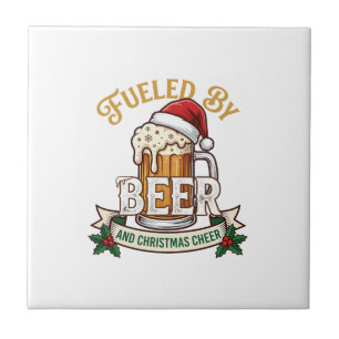 Carreau Bière Alimentée par Noël Mug Chapeau de Père Noël