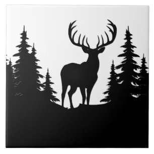 Carreau Big Buck Parmi Le Vecteur D'Arbre À Pins