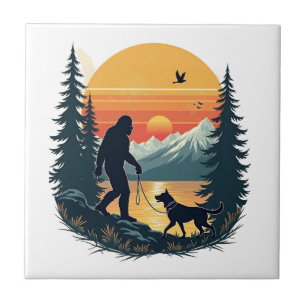 Carreau Bigfoot Vintage Marche Chien Montagne Coucher de s