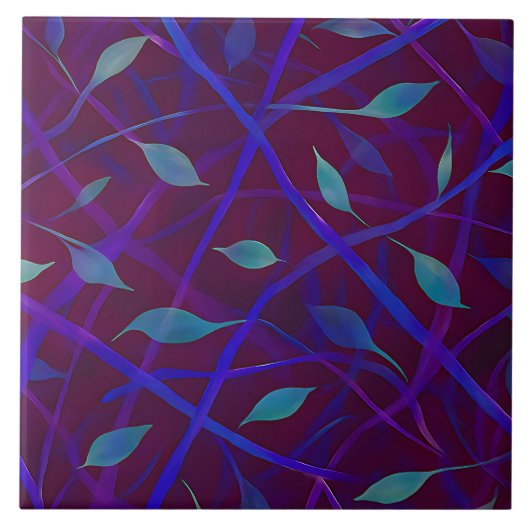 Carreau Bijou bordeaux foncé Feuillage Abstrait (Devant)