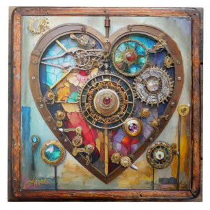 Carreau Bijoux et cœur de vitrail Steampunk Series