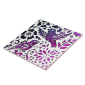 Carreau Bird Batik Moderne Purple Bleu Floral Bois (Côté)