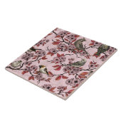 Carreau Birds and cherry blossom on rose pink (Côté)