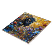 Carreau Bison Américain Paré de Bijoux dans les Fleurs (Côté)