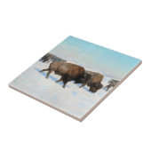 Carreau Bison dans la neige (par Rosa Bonheur) (Côté)