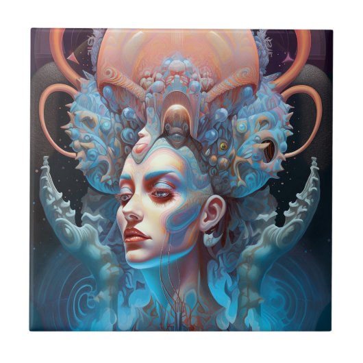 Carreau Bizarre surréaliste Alien Art femme (Devant)