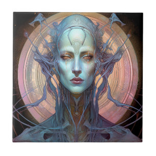 Carreau Bizarre surréaliste Alien Art femme