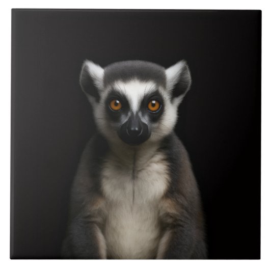 Carreau Black 4 Luxe Tile with Gentle Lemur (Devant)