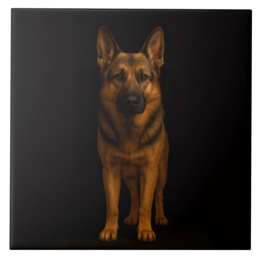 Carreau Black 4 Luxe Tile with German Shepherd (Devant)