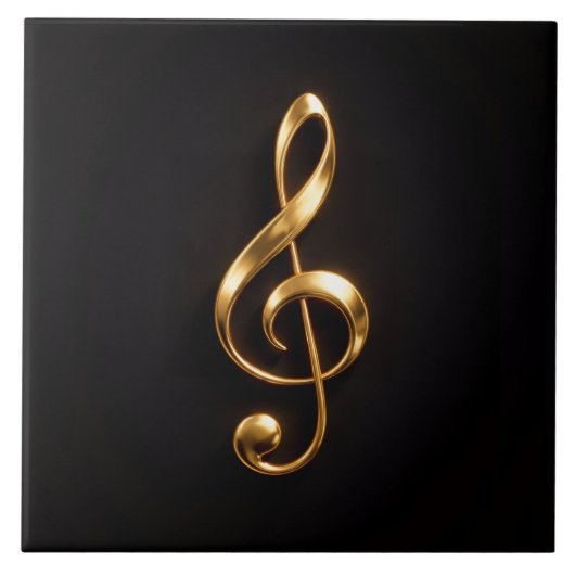 Carreau Black 4 Luxe Tile with Golden Treble Clef (Devant)