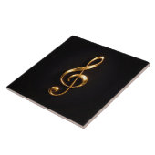 Carreau Black 4 Luxe Tile with Golden Treble Clef (Côté)