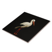 Carreau Black 4 Luxe Tile with Graceful White Stork (Côté)
