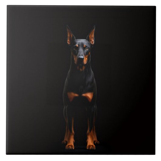 Carreau Black 4 Luxe Tile with Guardian Doberman (Devant)