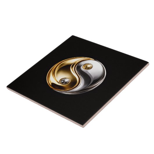 Carreau Black 4 Luxe Tile with Harmony Yin Yang Symbol (Côté)