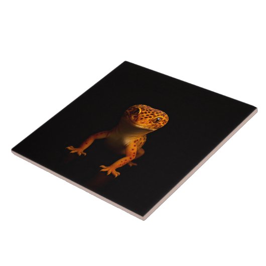 Carreau Black 4 Luxe Tile with Leopard Gecko Lizard (Côté)