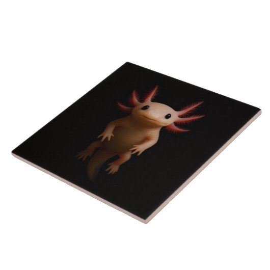 Carreau Black 4 Luxe Tile with Mexican Axolotl (Côté)