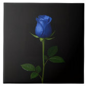 Carreau Black 4 Luxe Tile with Midnight Blue Rose (Devant)