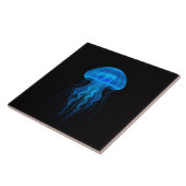 Carreau Black 4 Luxe Tile with Neon Blue Jellyfish (Côté)