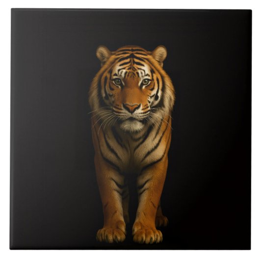 Carreau Black 4 Luxe Tile with Noble Tiger (Devant)