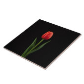 Carreau Black 4 Luxe Tile with Ruby Red Tulip (Côté)