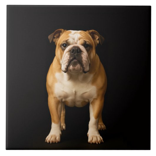 Carreau Black 4 Luxe Tile with Stamina Bulldog (Devant)
