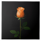 Carreau Black 4 Luxe Tile with Sunset Orange Rose (Devant)