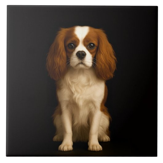 Carreau Black 4 Luxe Tile with Sweet Cavalier Spaniel (Devant)