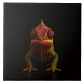 Carreau Black 4 Luxe Tile with tropical Panther Chameleon (Devant)