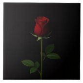 Carreau Black 4 Luxe Tile with Velvet Red Rose (Devant)