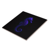 Carreau Black 4 Luxe Tile with Violet Blue Seahorse (Côté)