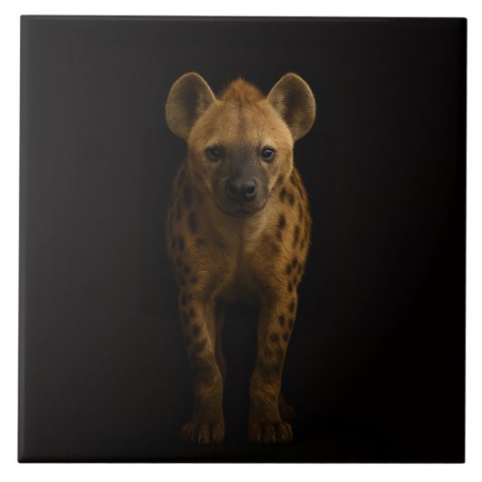 Carreau Black 4 Luxe Tile with Wild Spotted Hyena (Devant)