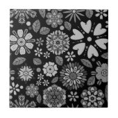 Carreau Black And Gray Retro Floral Art Seamless Pattern (Devant)