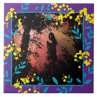 Carreau Black and White  Dark Fantasy art Tile