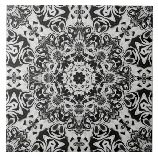 Carreau black and white intricate mandala pattern art (Devant)