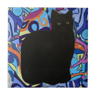 Carreau Black Cat Pet Vibe Maureen Girard Psychedelic