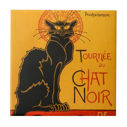 Carreau Black Cat Vintage Halloween Steinlen Poster (Devant)