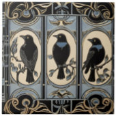 Carreau Black Crow Bird Art Nouveau Art Déco Bird