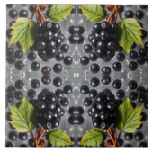 Carreau Black Currants Berries & Green Leaf Pattern (Devant)